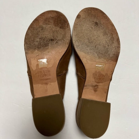 Eileen Fisher Vero Cuoio Leather Block heel Brown Size 9 - Picture 7 of 8